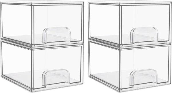 vtopmart 4 pack clear stackable storage drawers – acrylic organizer for bathroom, kitchen & home