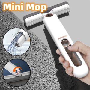 Mini Squeeze Mop Portable Floor Cleaning Sponge Mop for Home, Car, Glass & Desk