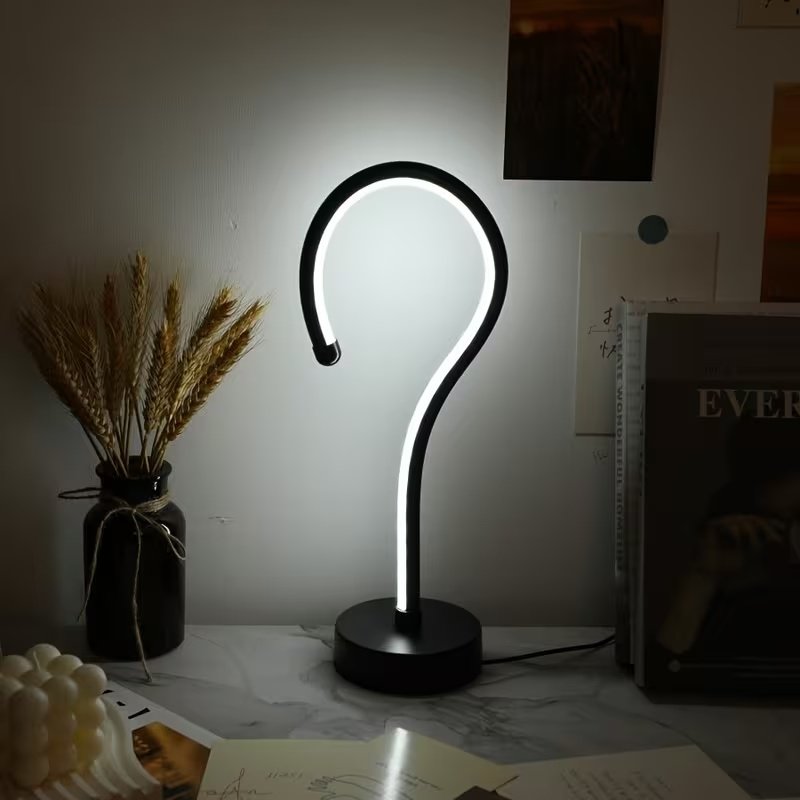 610d292d-a7f8-48eb-ab16-ae6d6e300315.jpg 2PC Creative Question Mark Shape Table Lamp, USB Three-color Dimming Desktop Decoration Table Lamp - Image 7