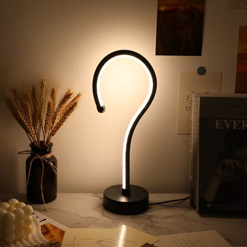 941dbc7c-4ac4-4c69-9af8-eff238dee159.jpg 2PC Creative Question Mark Shape Table Lamp, USB Three-color Dimming Desktop Decoration Table Lamp - Image 5